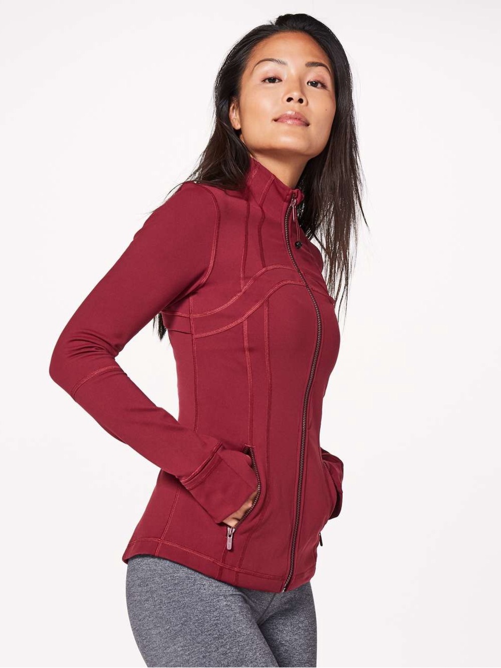 lululemon athletica Deep Maroon Zip-Up Bomber Jacket